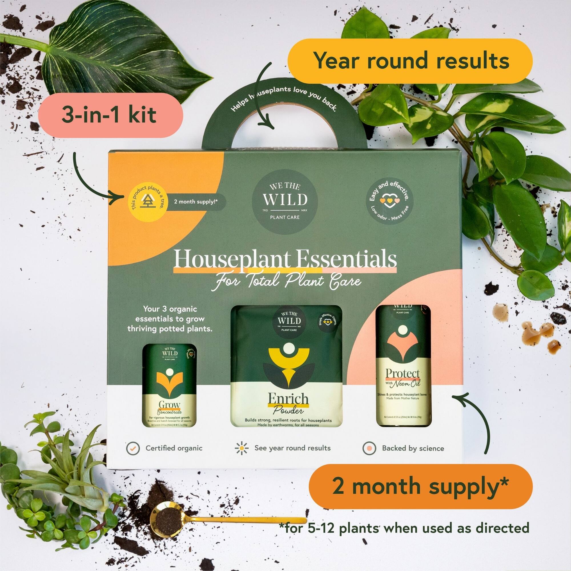 We The Wild™ Houseplant Essentials Kit Organic Easy 3-Step Care